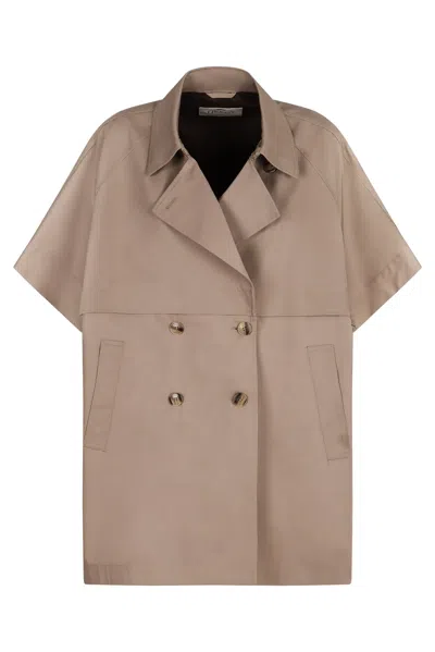 Herno Short Trench Coat In Brown
