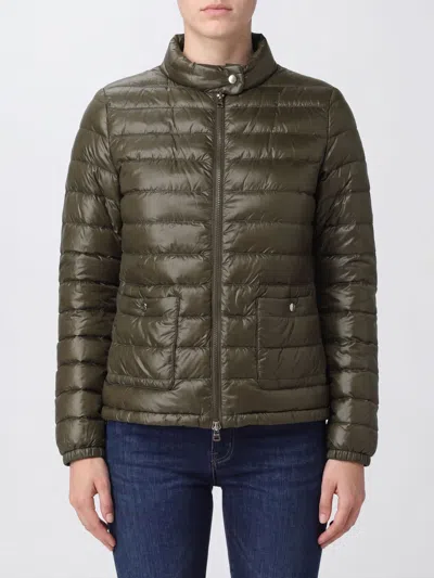 Herno Short Ultralight Nylon Down Jacket With Biker Collar And Zip In Green