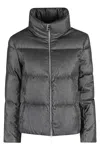 Herno Metallic-effect Quilted Jacket In Black