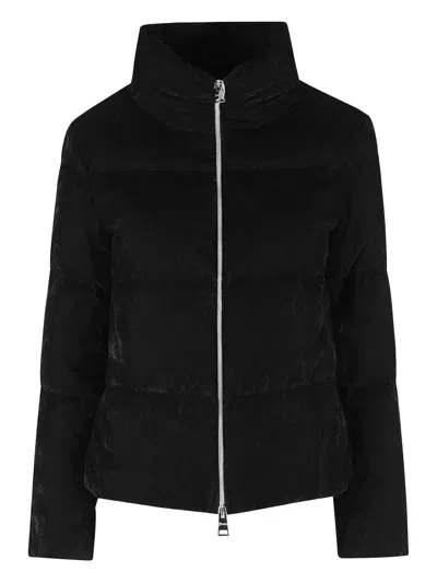 Herno Short Velvet Down Jacket Clothing In Black