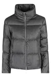 Herno Metallic-effect Quilted Jacket In Gray