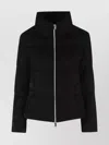 Herno Cropped Black Jacket With Plush Texture And High Collar In Black