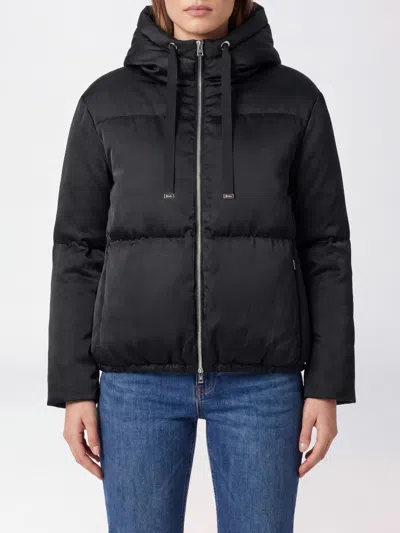 Herno Short Water-repellent Nylon Down Jacket With Funnel Neck And Hem Drawstring In Black