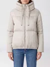 Herno Short Water-repellent Nylon Down Jacket With Funnel Neck And Hem Drawstring In Neutral