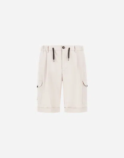 Herno Shorts Aus Cotton Gabardine Stretch In White