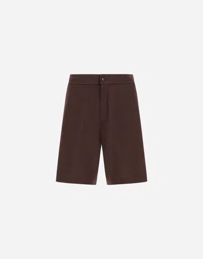 Herno Shorts Aus Jersey Knit Effect In Brown