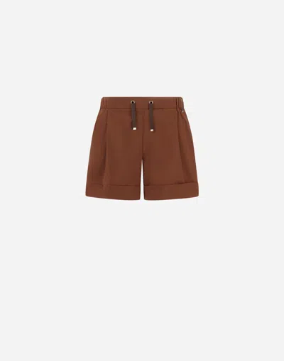 Herno Shorts In Light Stretch Nylon In Brown