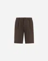 Herno Shorts In Seer-crease In Brown