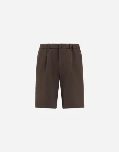 Herno Shorts In Seer-crease In Brown