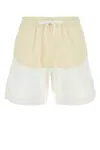 Herno Two-tone Stretch Cotton Blend And Nylon Shorts In Multicoloured
