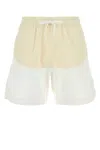 Herno Two-tone Stretch Cotton Blend And Nylon Shorts In Multicoloured