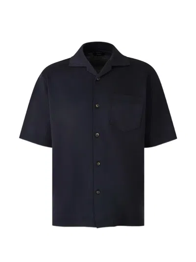 Herno Short-sleeve Chest-pocket Shirt In Blue