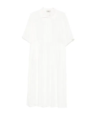 Herno Short-sleeve Pleated Dress In Neutral