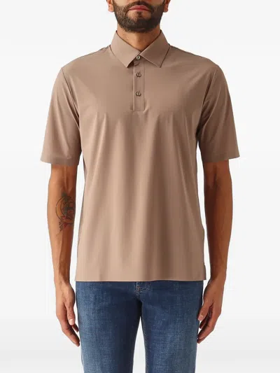 Herno Short-sleeve Polo Shirt In Brown