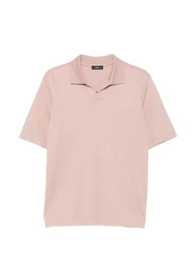 Herno Short-sleeve Polo Shirt In Pink