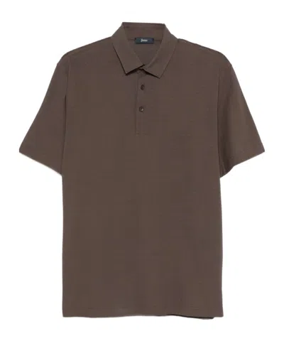 Herno Short-sleeve Three-button Polo Shirt In Blue