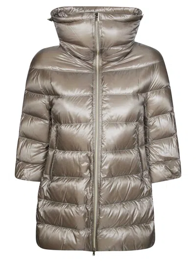 Herno Short-sleeved Cleofe Quilted Down Jacket In Neutral