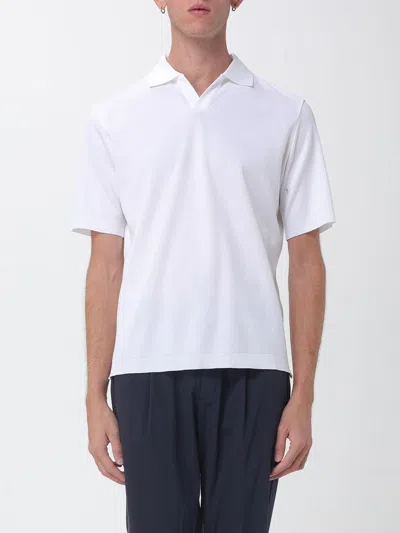 Herno Short-sleeved Cotton Polo Shirt With Classic Collar And V-neck In White
