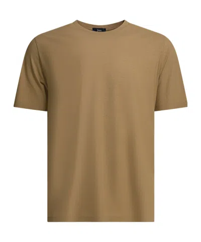 Herno Short-sleeved Crewneck T-shirt In Brown