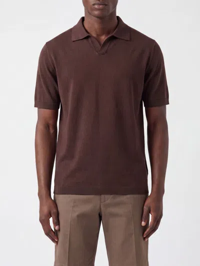 Herno Short-sleeved Polo Shirt In Cotton With Classic Collar And V-neck In Multi