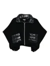 Herno Women Resort Poncho In Wool And Cashemre With Ultralight Nylon Details In Black
