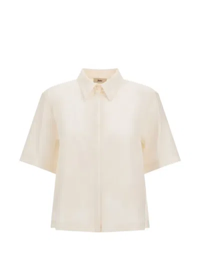 Herno Short-sleeved Wool Shirt In Neutral