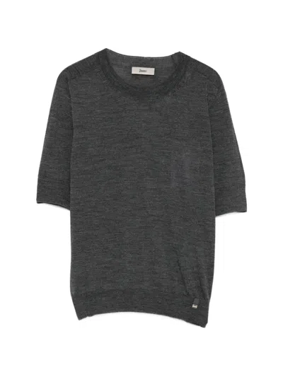 Herno Short-sleeve Crew-neck Sweater In Green
