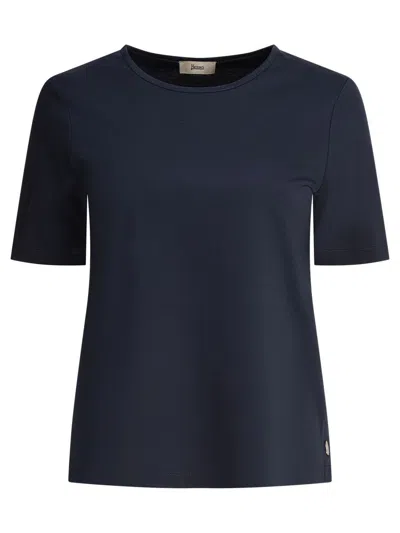 Herno Side Slits Cotton T-shirt Clothing In Black