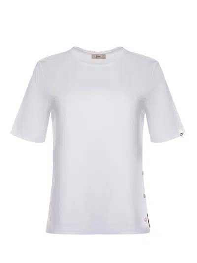 Herno Side Slits Cotton T-shirt Clothing In Gray