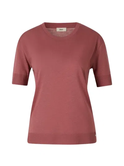 Herno Side-slit T-shirt In Burgundy