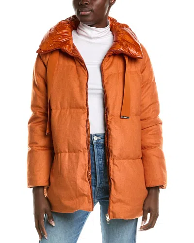 Herno Silk & Cashmere-blend Down Coat In Orange