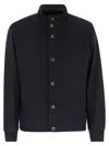 Herno Men Silk And Cashmere Bomber Jacket In Blue