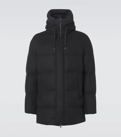 Herno Silk And Cashmere Down Coat In Black