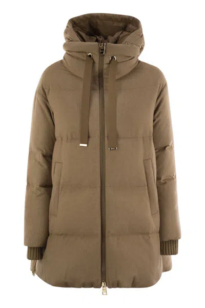 Herno Silk And Cashmere Down Jacket In Brown