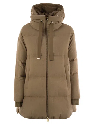 Herno Silk And Cashmere Down Jacket In Brown