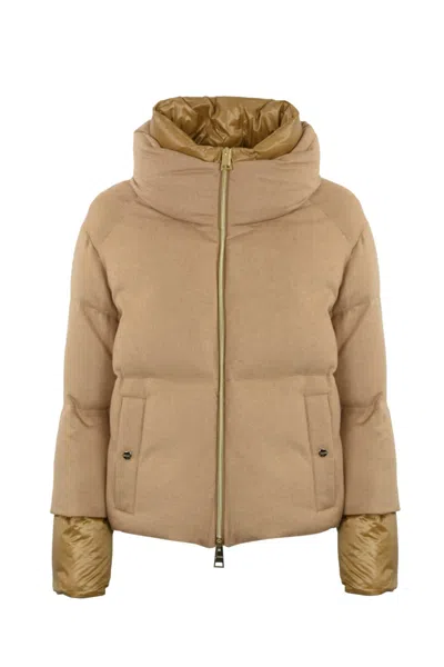 Herno Silk And Cashmere Down Jacket In Brown