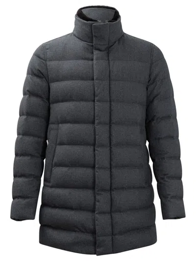 Herno Silk And Cashmere Down Jacket In Gray