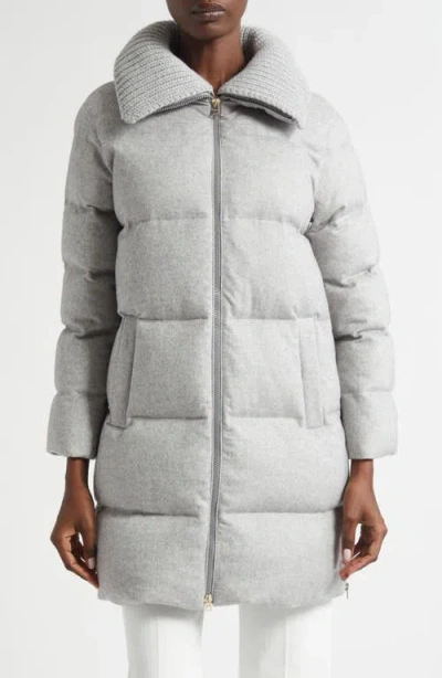 Herno Silk & Cashmere Down Puffer Coat In Gray