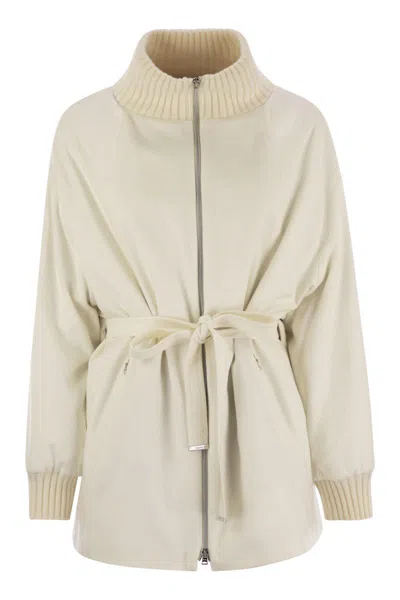 HERNO HERNO SILK AND CASHMERE JACKET WITH BELT