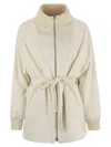 Herno Silk And Cashmere Jacket With Belt In Neutral
