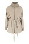 Herno Silk And Cashmere Jacket With Belt In Neutral