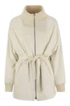 Herno Silk And Cashmere Jacket With Belt In White