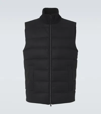 Herno Silk And Cashmere Puffer Vest In Black