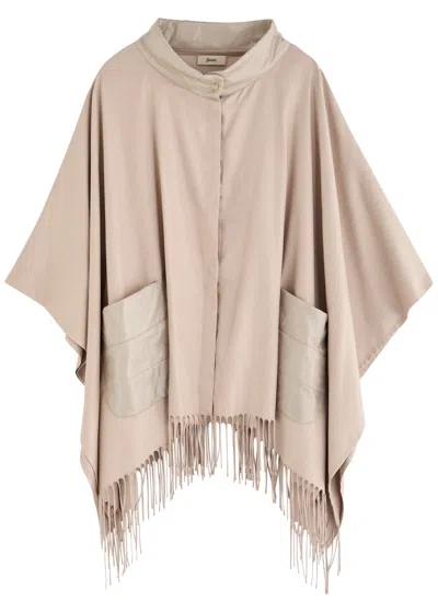 Herno Silk And Shell Poncho In Cream