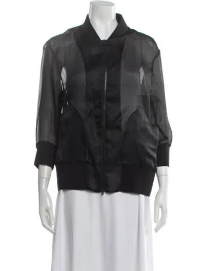 Pre-owned Herno Silk Bomber Jacket In Black