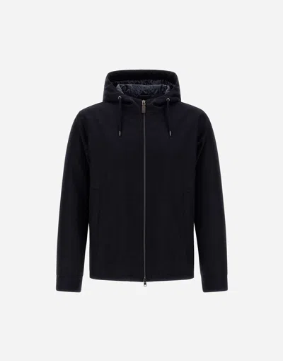 Herno Silk Cashmere Jacket In Navy Blue