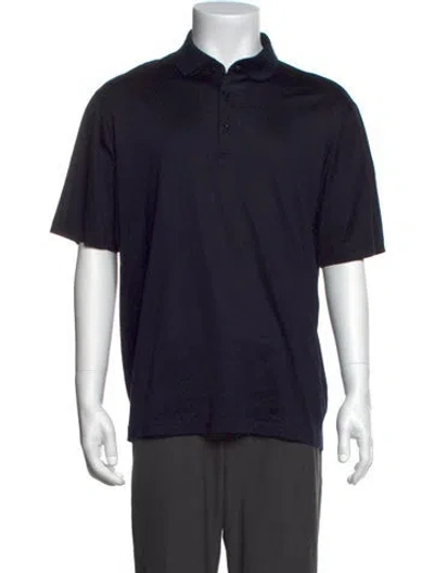Pre-owned Herno Silk Collar Polo Shirt In Blue