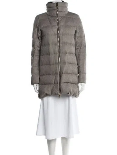 Pre-owned Herno Silk Down Coat In Gray