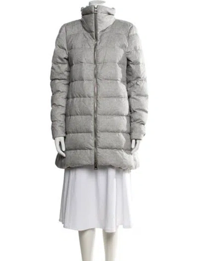 Pre-owned Herno Silk Down Coat In Grey