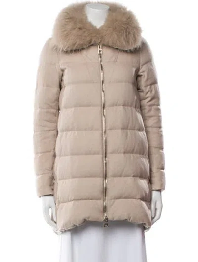 Pre-owned Herno Silk Faux Fur Jacket In Neutral